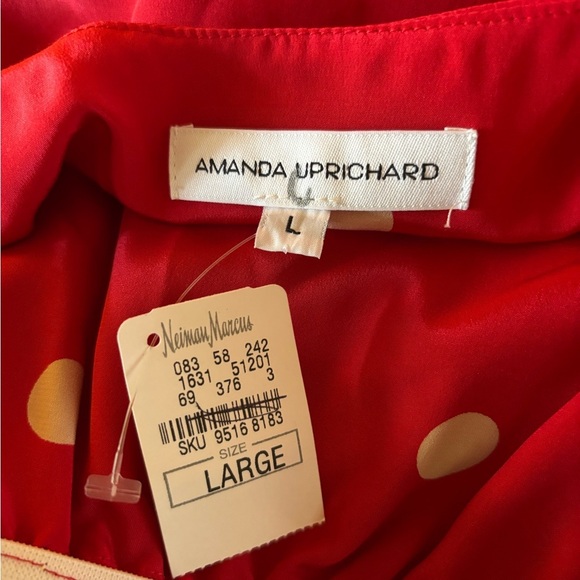 Amanda Uprichard Branston Dress Silk Red with Polka Dots - Picture 4 of 5